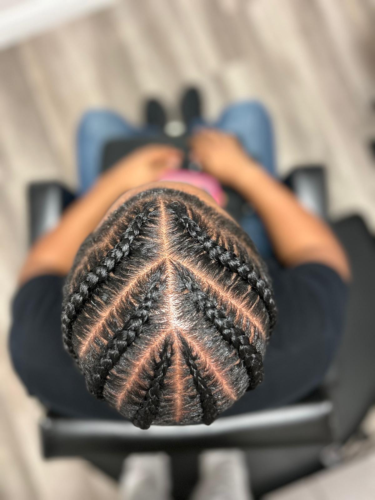 Extremely precise cornrow foundation work with clean geometric patterns